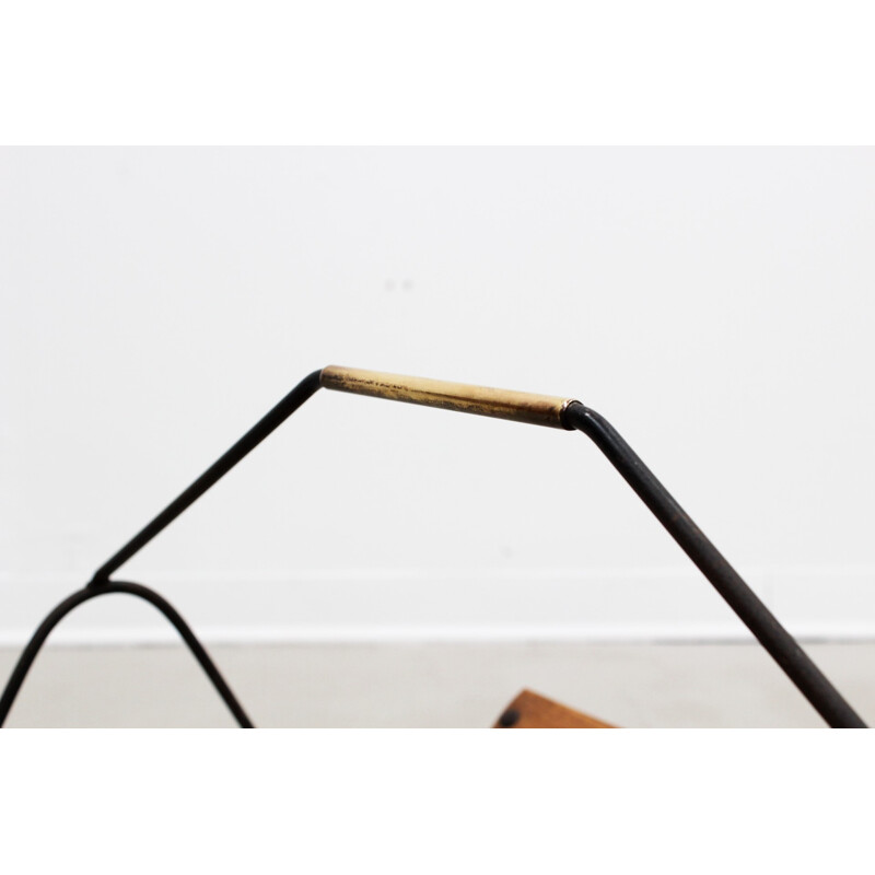 Mid-Century Italian Lacquered Metal and Teak Magazine Rack - 1950s