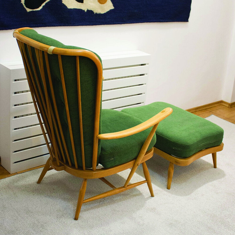 Fauteuil 478 Windsor avec Ottoman par Lucian Ercolani pour Ercol - 1950