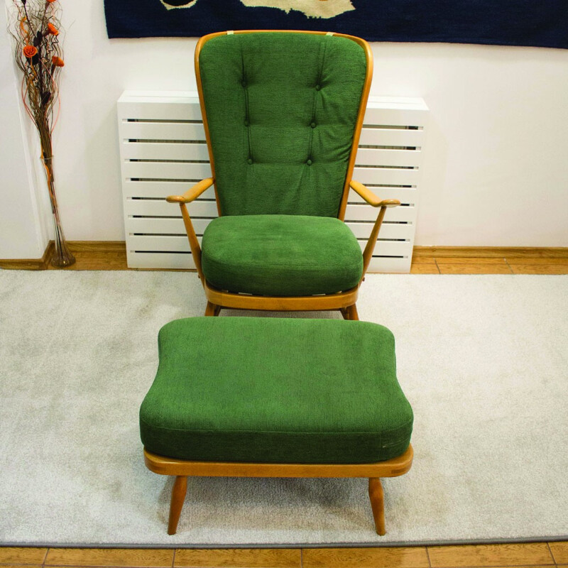 Windsor 478 armchair with ottoman by Lucian Ercolani for Ercol - 1950s