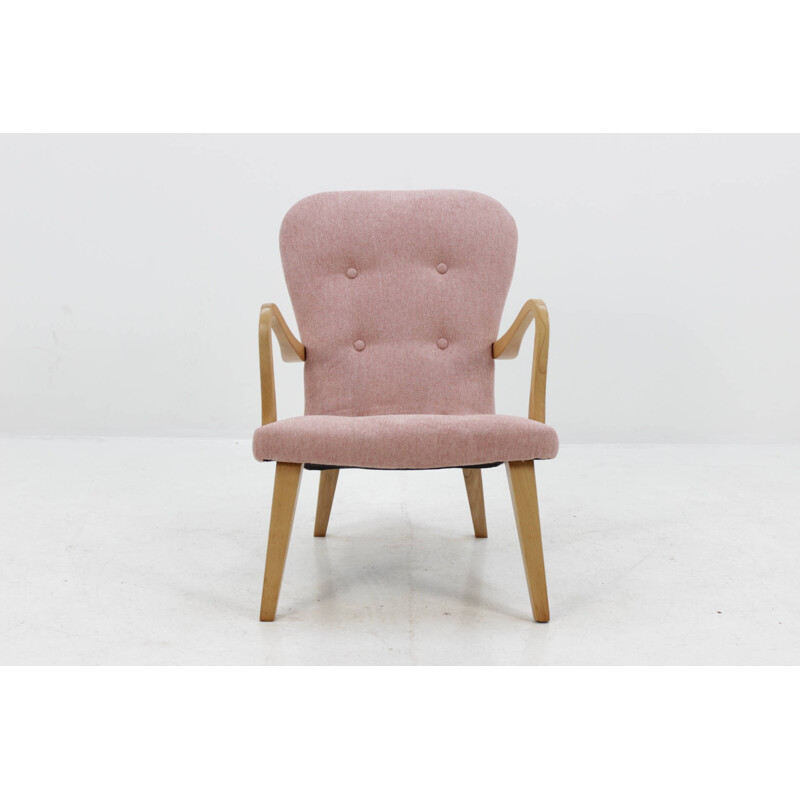 Danish vintage Oak Lounge Chair With Stool - 1960s 