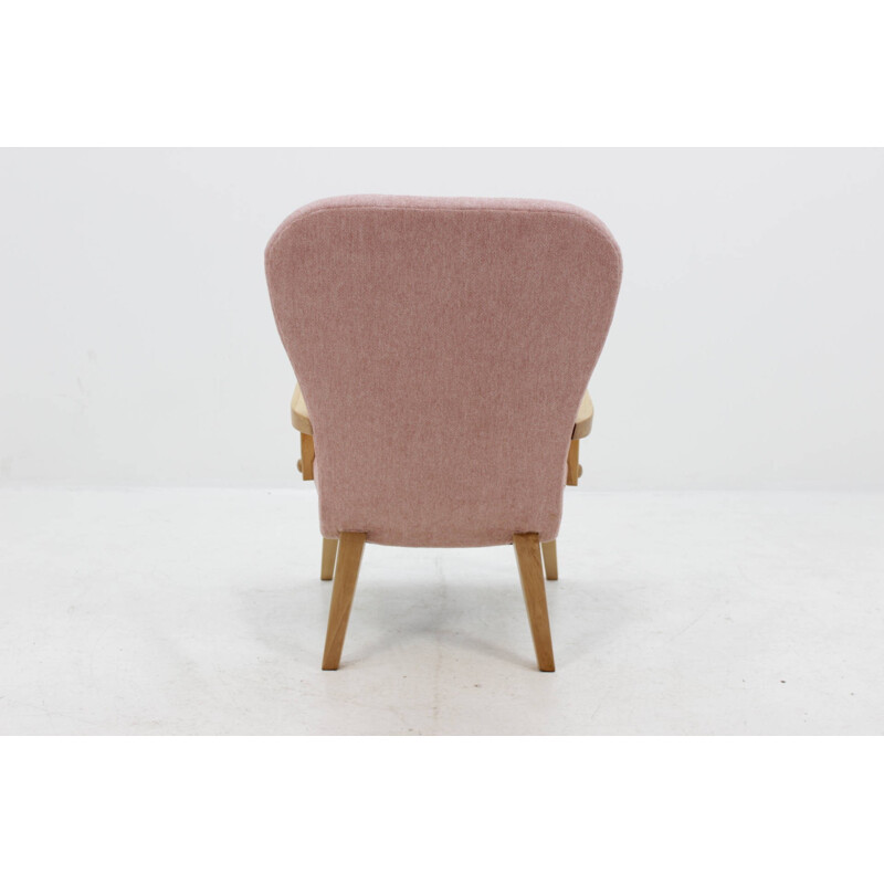 Danish vintage Oak Lounge Chair With Stool - 1960s 