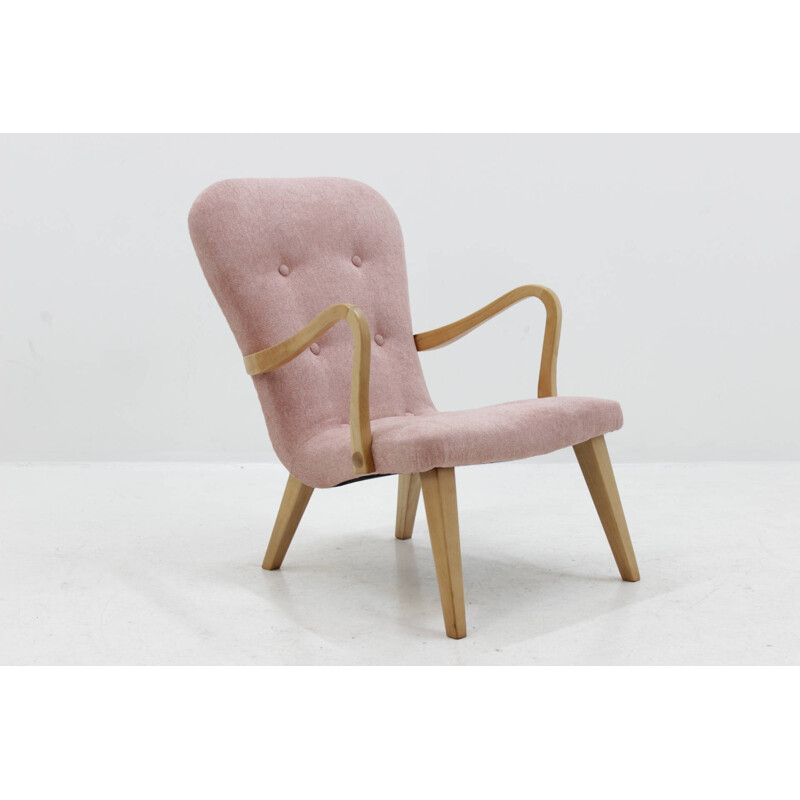 Danish vintage Oak Lounge Chair With Stool - 1960s 