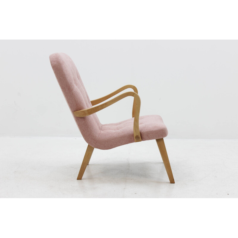 Danish vintage Oak Lounge Chair With Stool - 1960s 