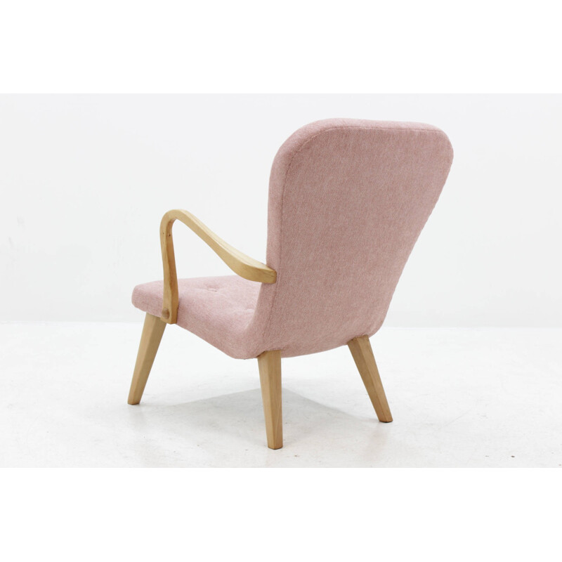 Danish vintage Oak Lounge Chair With Stool - 1960s 