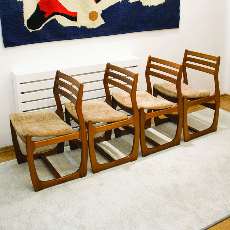 Lot de 4 chaises à repas Portwood en bois de teck de gamme danoise - 1960