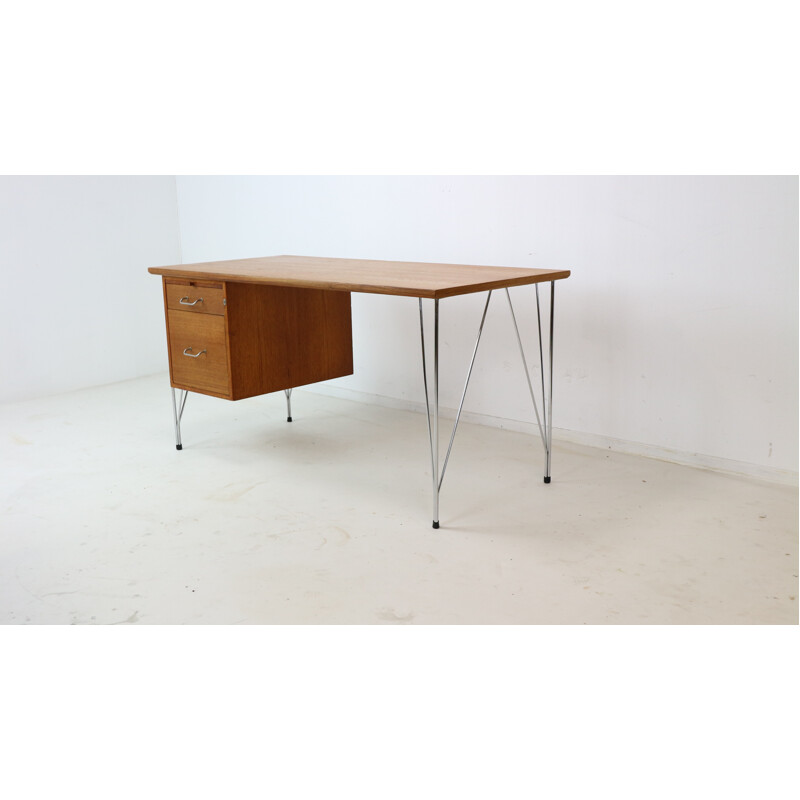 French Vintage Hairpin Desk Teak - 1960s