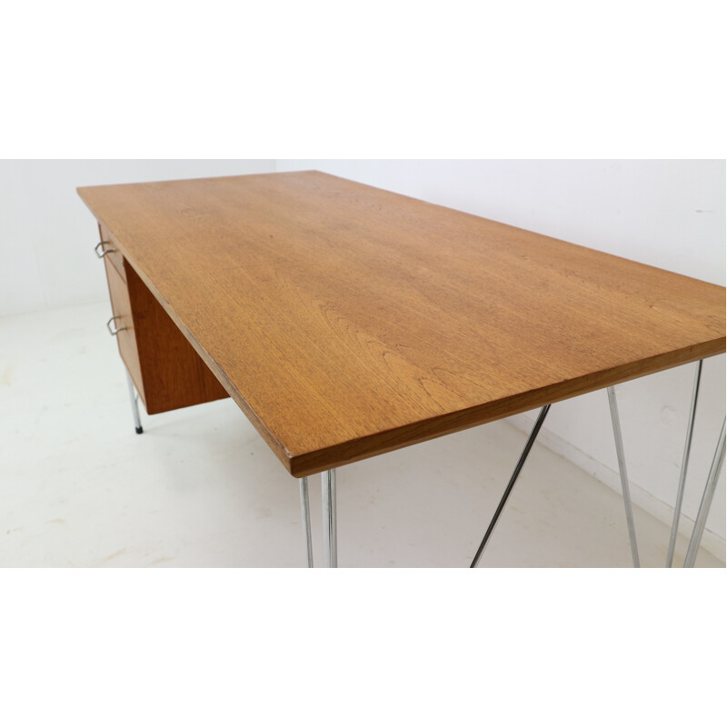 French Vintage Hairpin Desk Teak - 1960s