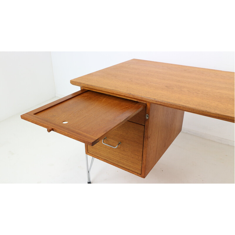 French Vintage Hairpin Desk Teak - 1960s