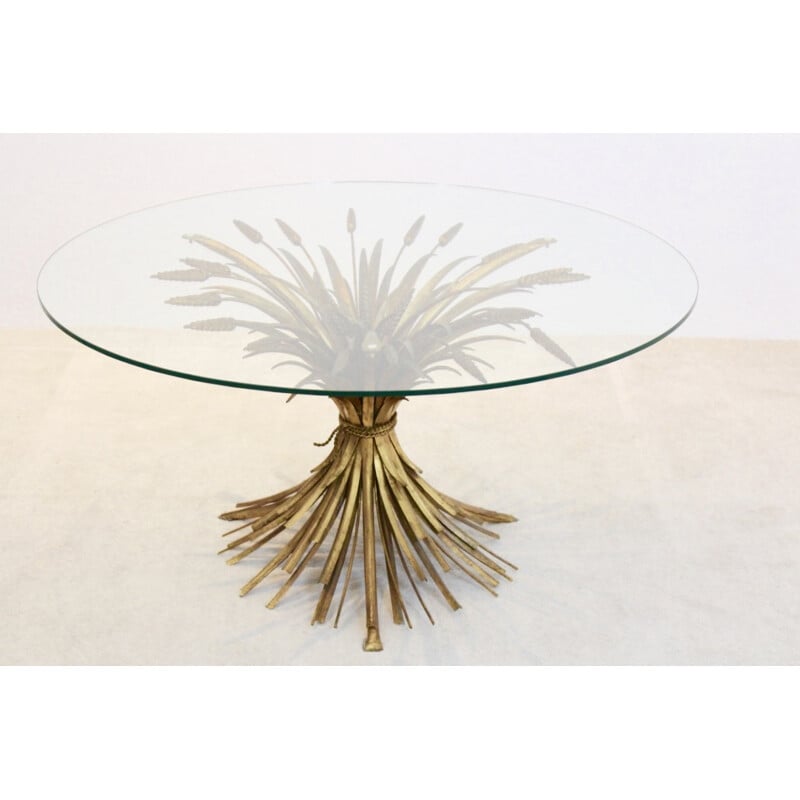 Vintage French Original Gilt Metal Coffee Table - 1960s