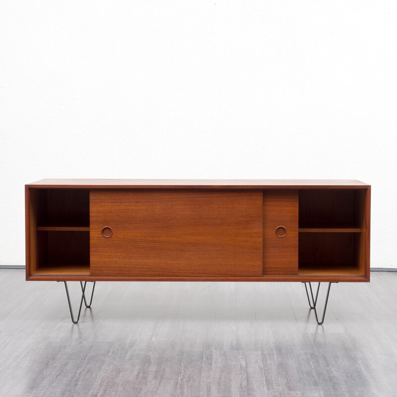 Mid-century teak sideboard with sliding doors - 1960s