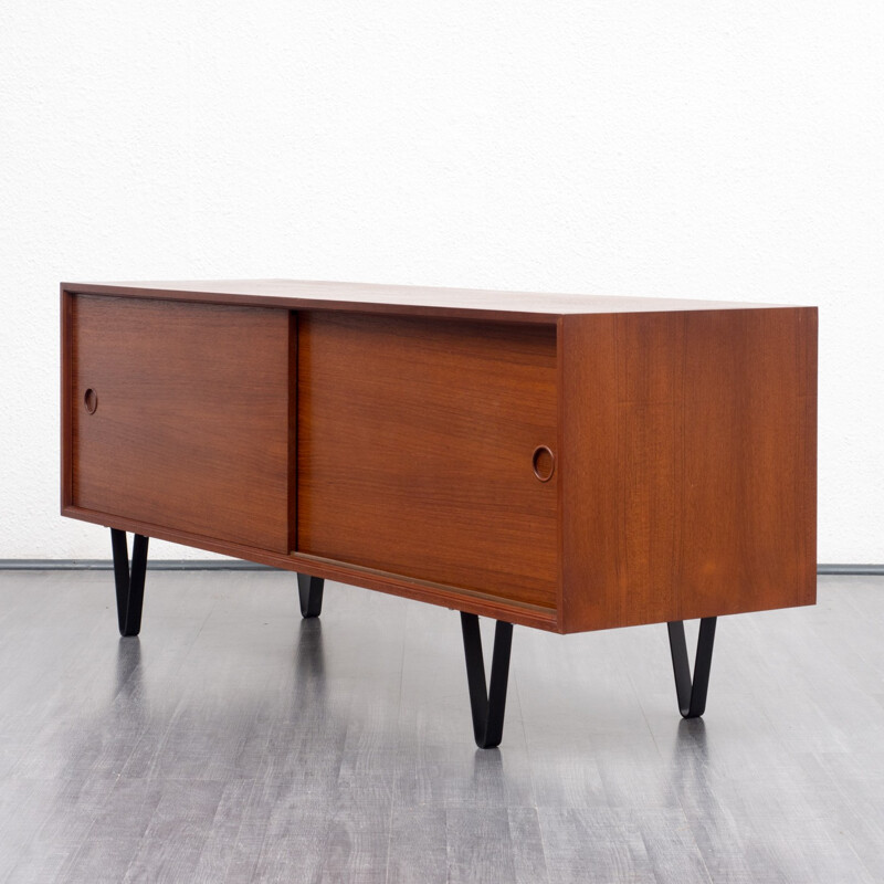 Mid-century teak sideboard with sliding doors - 1960s