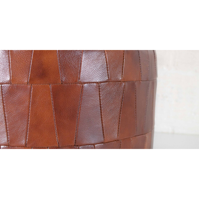 Mid-century leather pouf - 1960s