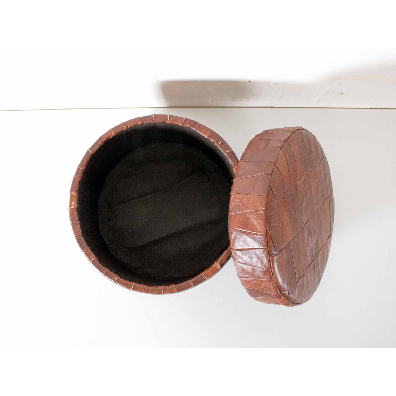 Mid-century leather pouf - 1960s