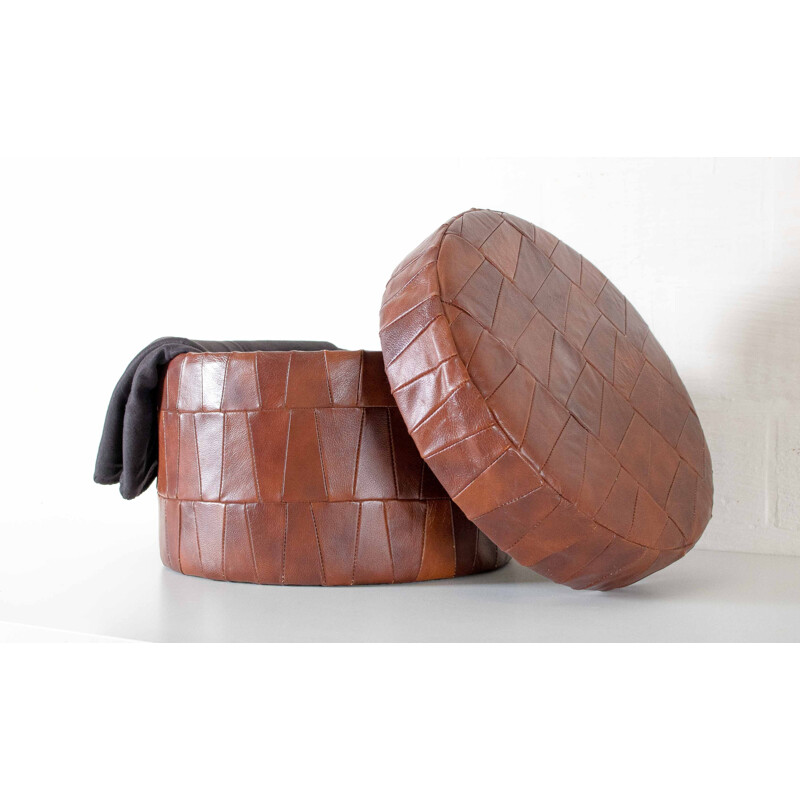 Mid-century leather pouf - 1960s