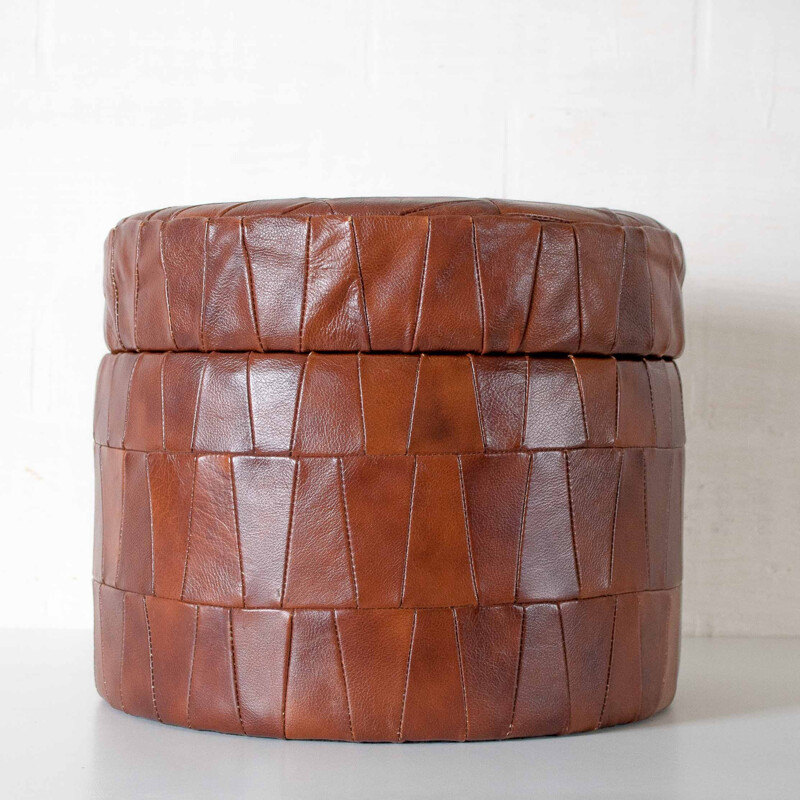 Mid-century leather pouf - 1960s