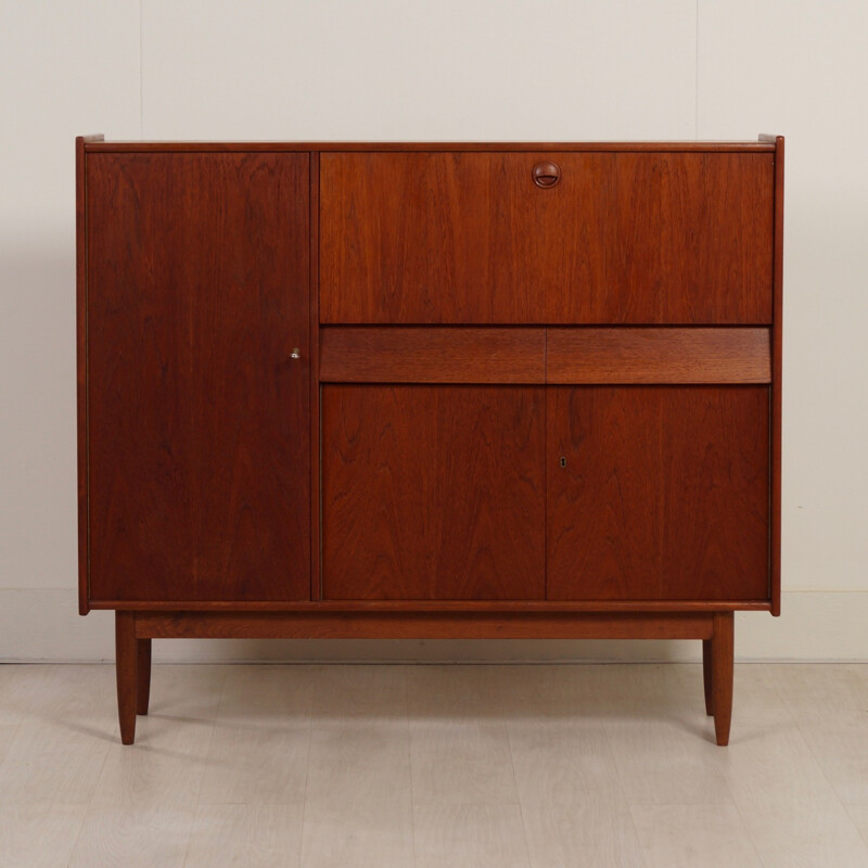 Vintage Teak Cabinet with Secretaire, Denmark - 1960s