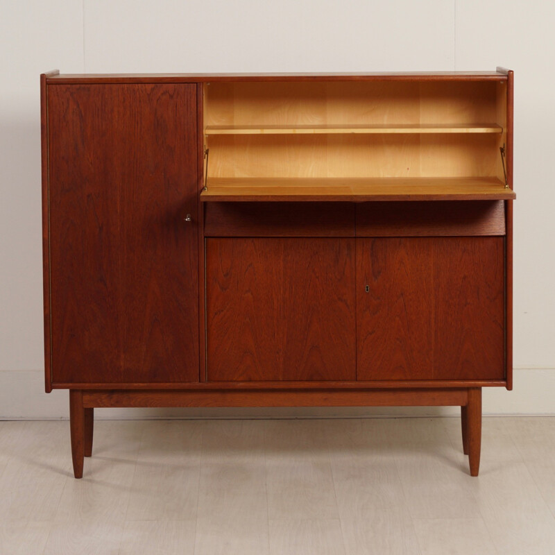 Vintage Teak Cabinet with Secretaire, Denmark - 1960s