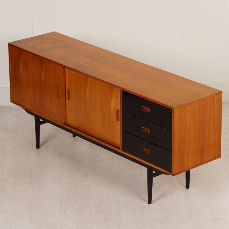 Vintage Pinewood Sideboard with Black Drawers from Fristho - 1950s