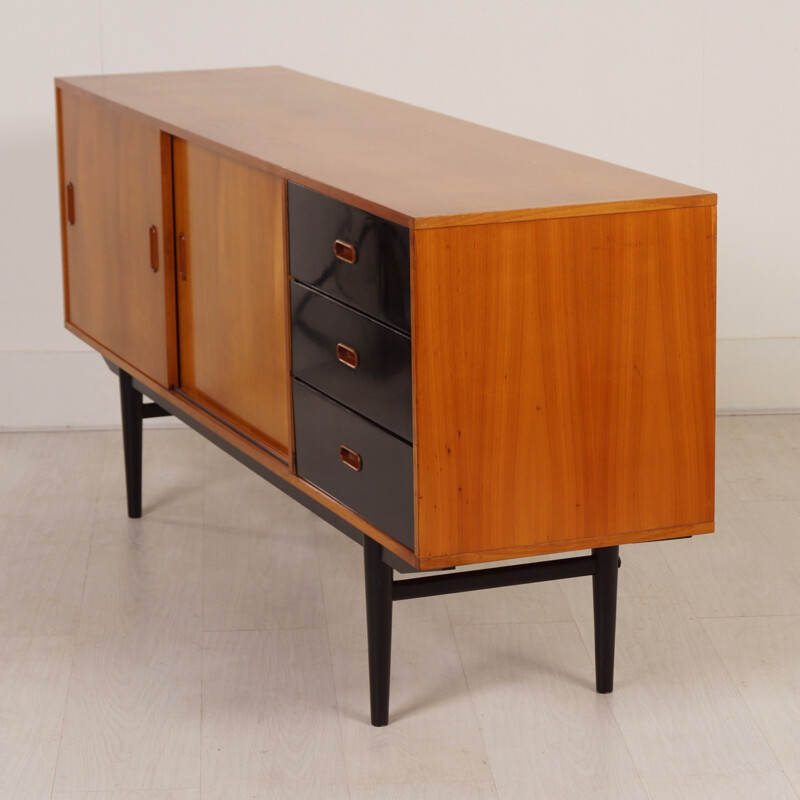 Vintage Pinewood Sideboard with Black Drawers from Fristho - 1950s