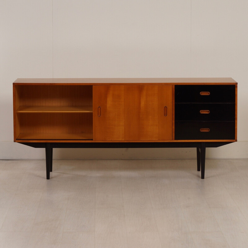 Vintage Pinewood Sideboard with Black Drawers from Fristho - 1950s