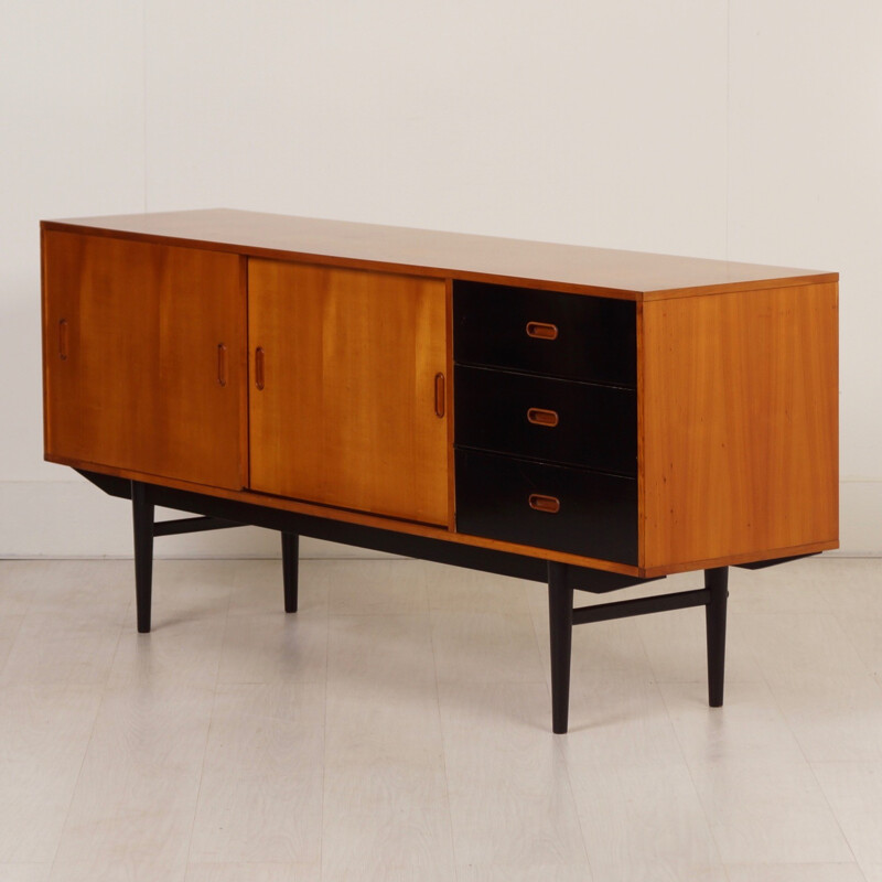 Vintage Pinewood Sideboard with Black Drawers from Fristho - 1950s