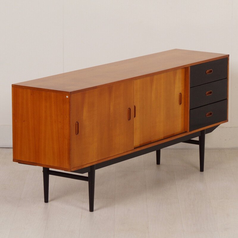 Vintage Pinewood Sideboard with Black Drawers from Fristho - 1950s