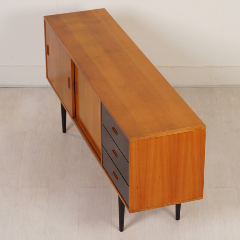 Vintage Pinewood Sideboard with Black Drawers from Fristho - 1950s