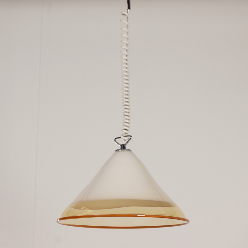 Vintage Mouth blown Hanging Lamp by Renato Toso for Leucos, Italy - 1970s