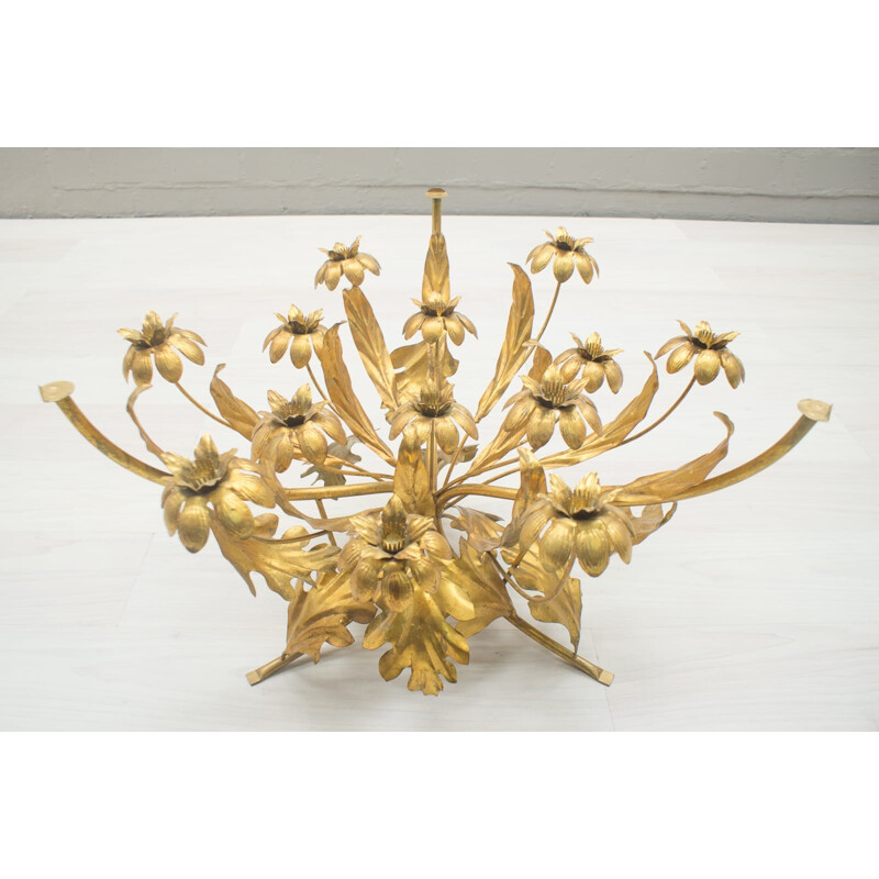 Vintage Florentine Metal Flower Coffee Table from Hans Kögl - 1960s