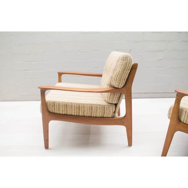 Vintage living room set made of 1 Sofa & 2 Armchairs in Teak by Eugen Schmidt for Soloform - 1960s