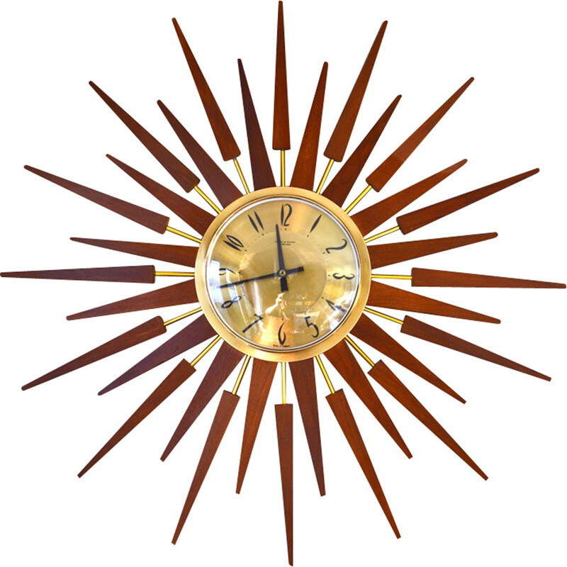 Mid Century starburst sunburst wall clock by Anstey & Wilson - 1960s