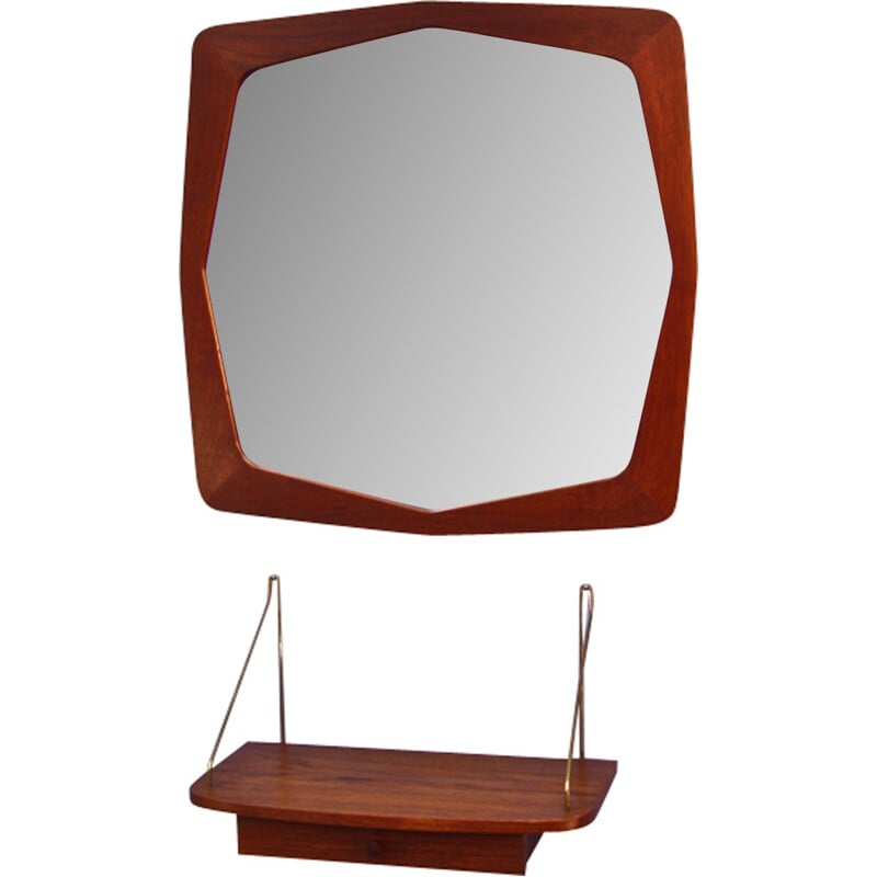 Danish vintage mirror in teak with drawer - 1960s