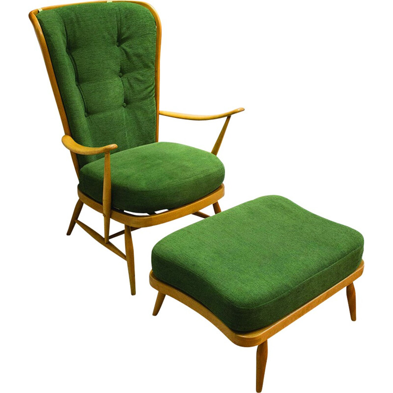 Windsor 478 armchair with ottoman by Lucian Ercolani for Ercol - 1950s