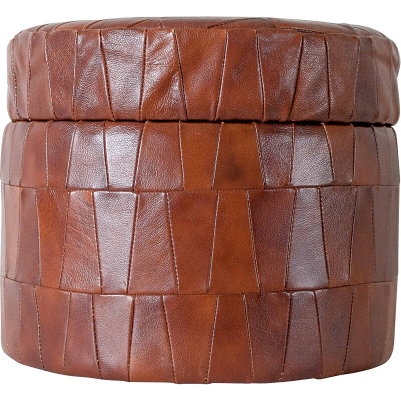 Mid-century leather pouf - 1960s