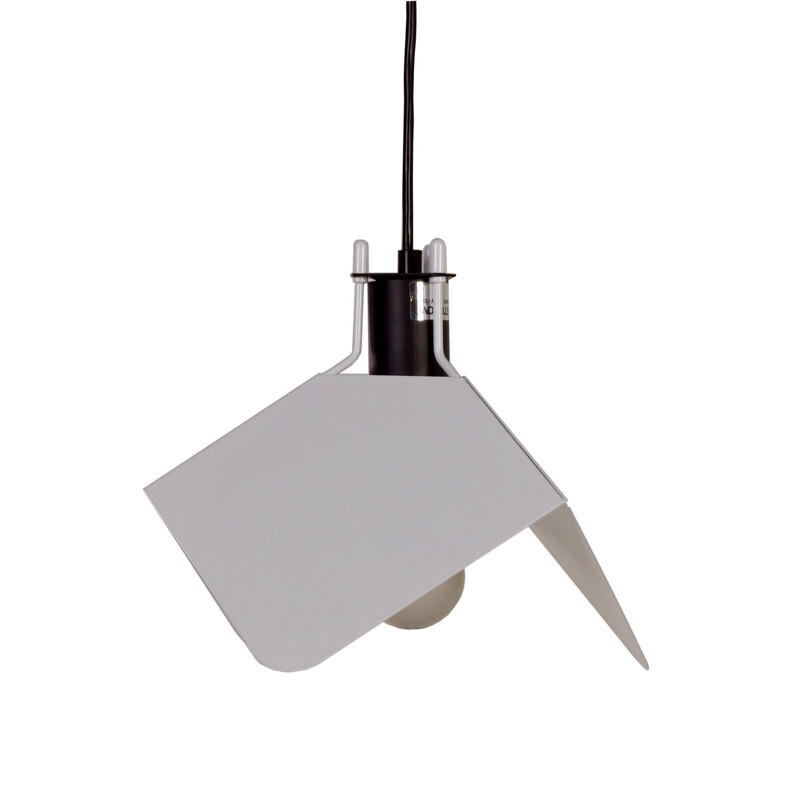 White hanging Lamp "Triedo" by Joe Colombo for Stilnovo - 1970s 
