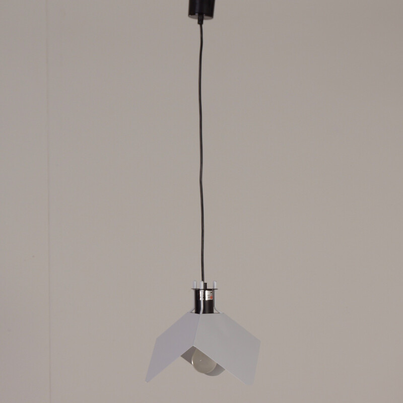 White hanging Lamp "Triedo" by Joe Colombo for Stilnovo - 1970s 
