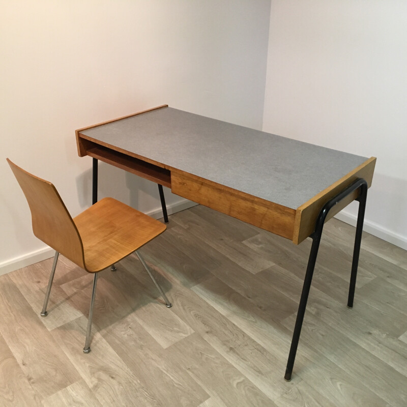 Vintage desk in beech by Pierre Guariche - 1960s