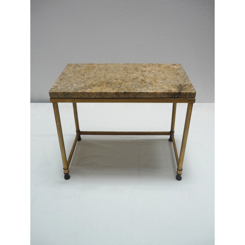 Set of 3 vintage nesting tables in gilded metal and marble - 1960s