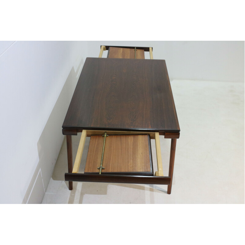 Vintage danish Extendable Dining Table in rosewood and teak - 1960s