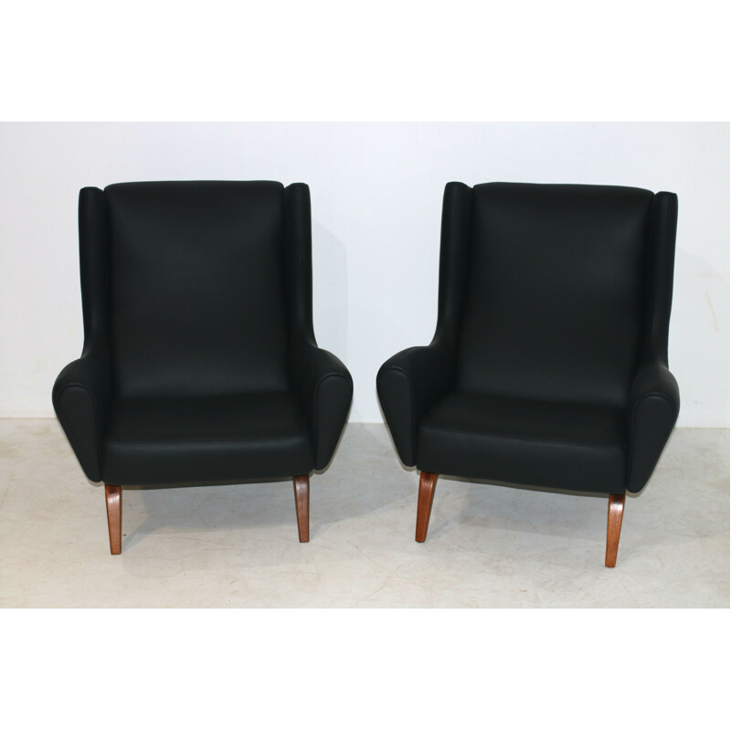 Set of 2 Model 110 Easy Chairs by Illum Wikkelso - 1960s