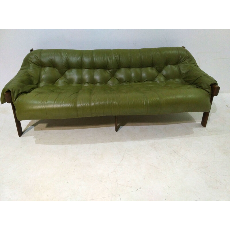Model MP 041 Green Leather Sofa from Percival Lafer - 1960s