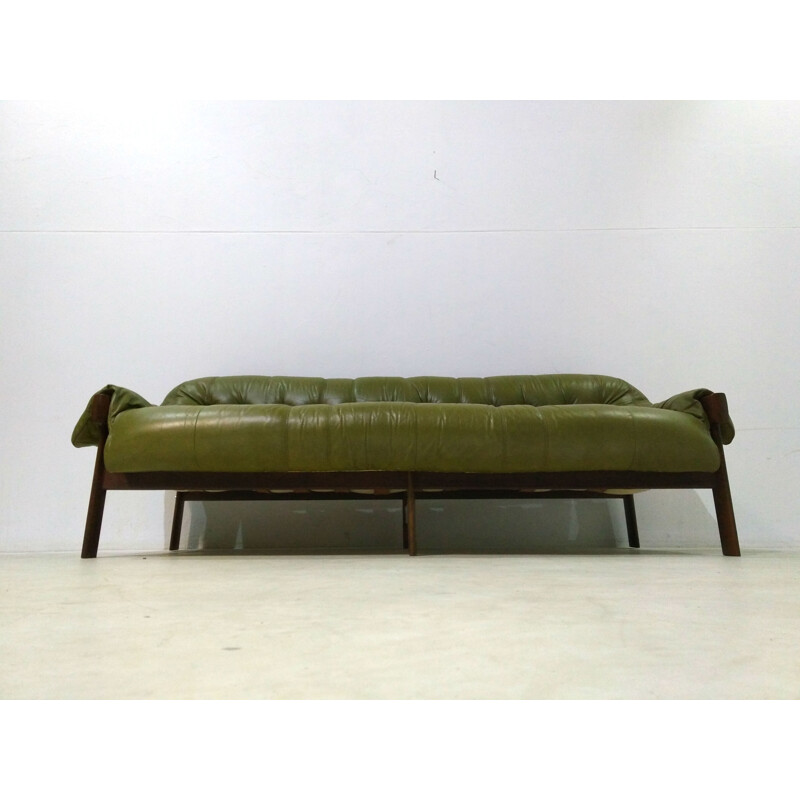 Model MP 041 Green Leather Sofa from Percival Lafer - 1960s