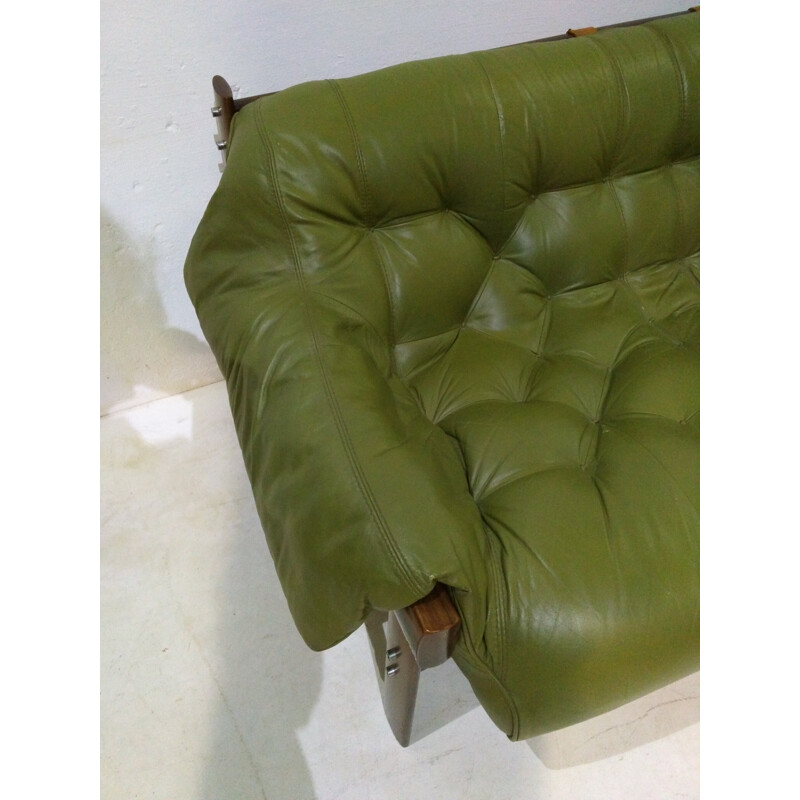 Model MP 041 Green Leather Sofa from Percival Lafer - 1960s