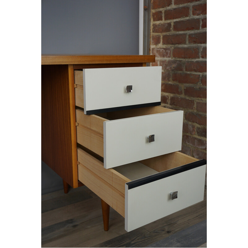 Mid-century desk in teak with white facades - 1960s