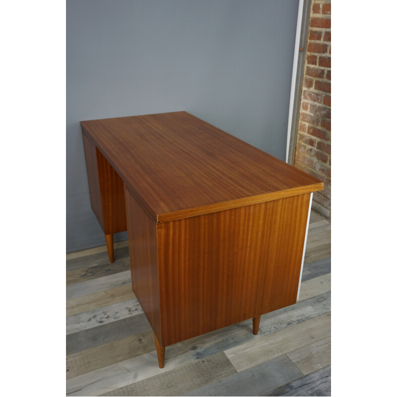 Mid-century desk in teak with white facades - 1960s