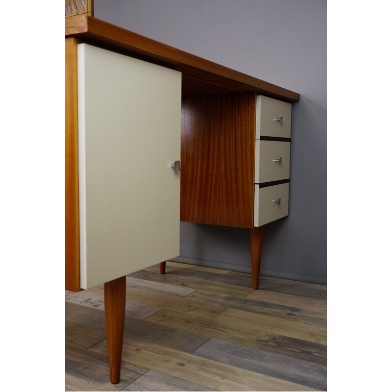 Mid-century desk in teak with white facades - 1960s