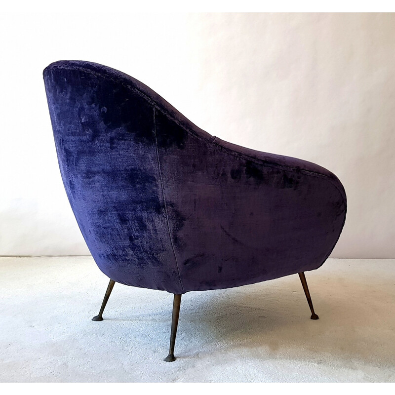 Mid Century Italian armchairs in velvet - 1950s