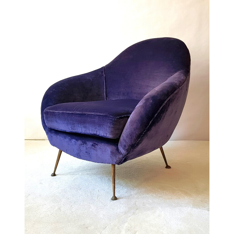 Mid Century Italian armchairs in velvet - 1950s