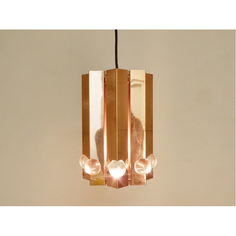 Mid-century Polished copper pendant light by Gebrüder Cosack - 1960s