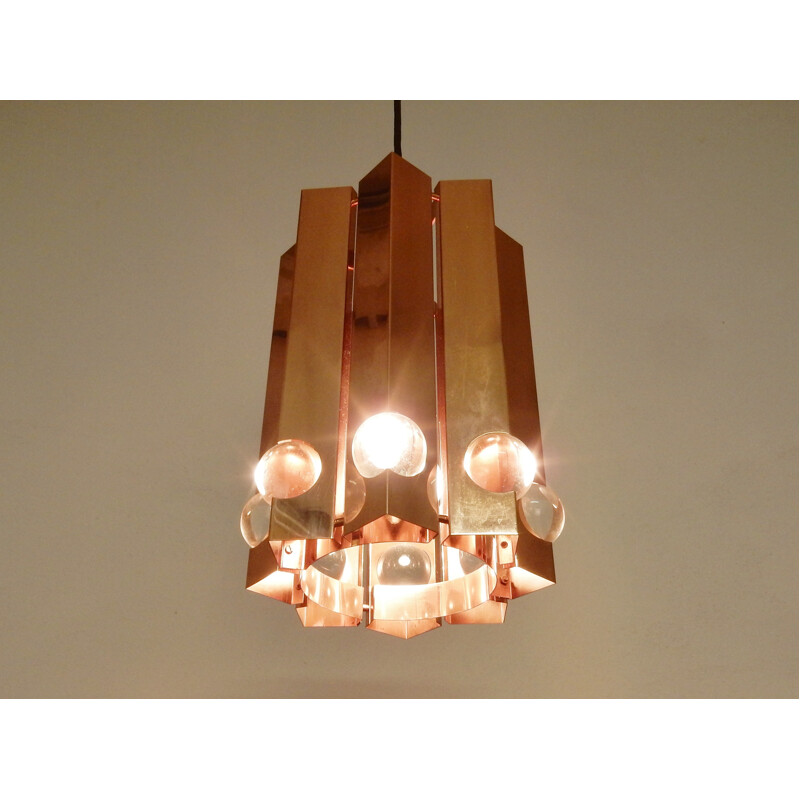 Mid-century Polished copper pendant light by Gebrüder Cosack - 1960s